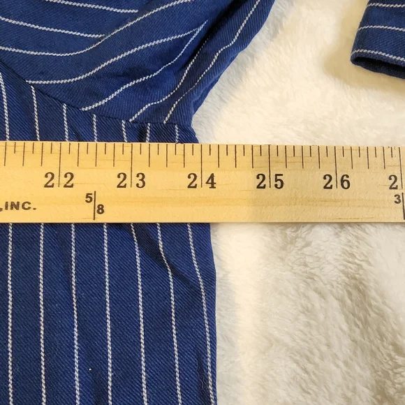 LOFT Navy Blue Striped Button Down Shirt - Picture 4 of 5